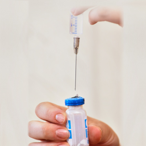 Syringe needle and vaccination phials